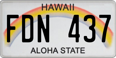 HI license plate FDN437