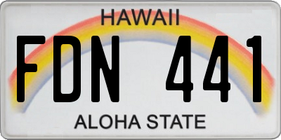 HI license plate FDN441