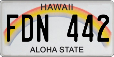 HI license plate FDN442