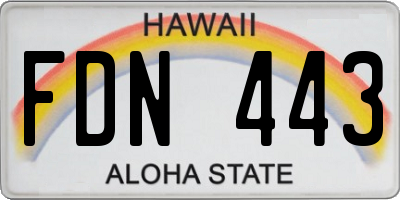HI license plate FDN443