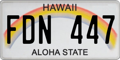 HI license plate FDN447