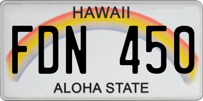 HI license plate FDN450