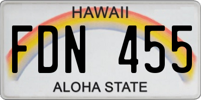 HI license plate FDN455