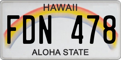 HI license plate FDN478
