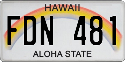 HI license plate FDN481