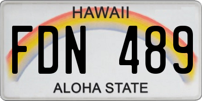 HI license plate FDN489
