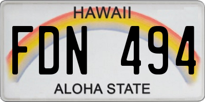 HI license plate FDN494