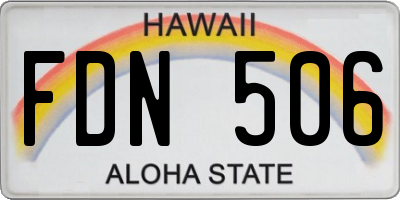 HI license plate FDN506