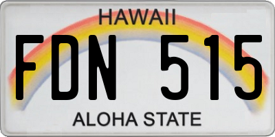 HI license plate FDN515