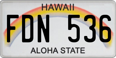 HI license plate FDN536