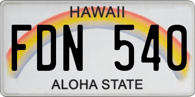 HI license plate FDN540