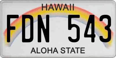 HI license plate FDN543
