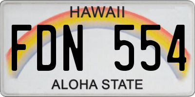 HI license plate FDN554