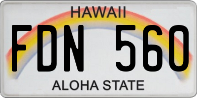 HI license plate FDN560