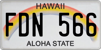 HI license plate FDN566