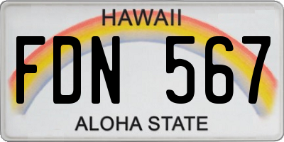 HI license plate FDN567