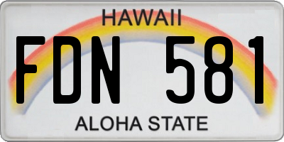 HI license plate FDN581