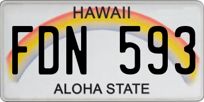 HI license plate FDN593