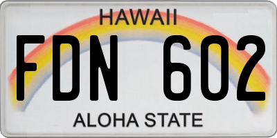 HI license plate FDN602