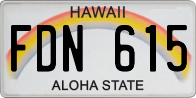 HI license plate FDN615