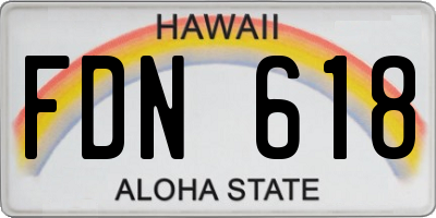 HI license plate FDN618