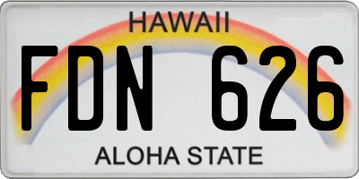 HI license plate FDN626