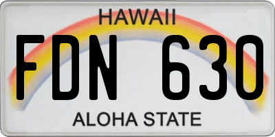 HI license plate FDN630