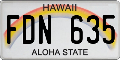 HI license plate FDN635