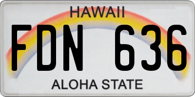 HI license plate FDN636