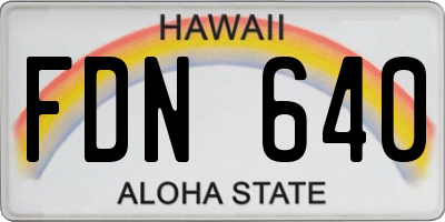 HI license plate FDN640