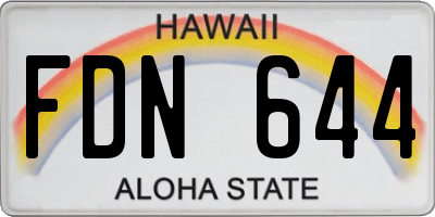 HI license plate FDN644