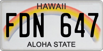 HI license plate FDN647