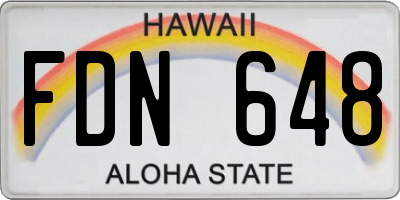 HI license plate FDN648