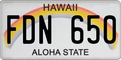 HI license plate FDN650