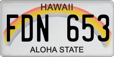 HI license plate FDN653