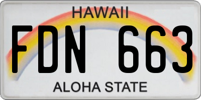 HI license plate FDN663
