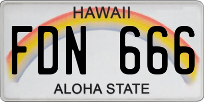 HI license plate FDN666