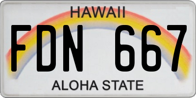 HI license plate FDN667