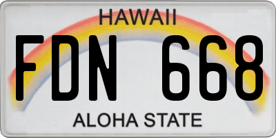 HI license plate FDN668