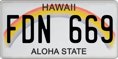 HI license plate FDN669