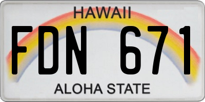 HI license plate FDN671