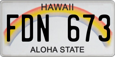 HI license plate FDN673