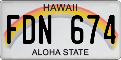 HI license plate FDN674