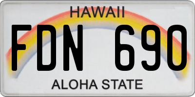 HI license plate FDN690