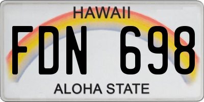 HI license plate FDN698