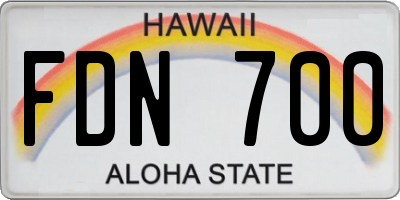 HI license plate FDN700