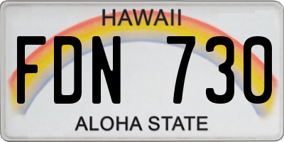 HI license plate FDN730