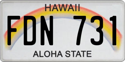 HI license plate FDN731