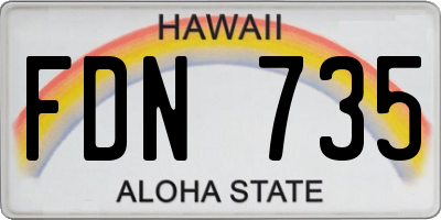 HI license plate FDN735