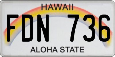 HI license plate FDN736